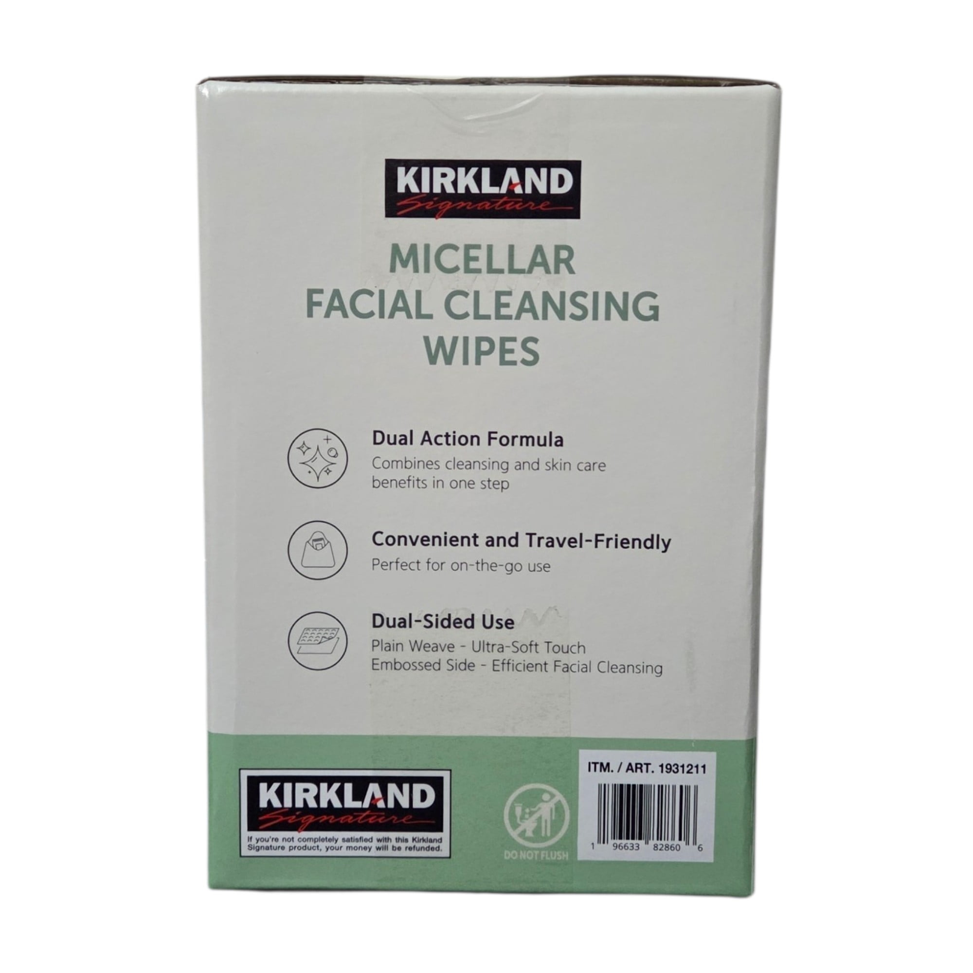 Kirkland Signature Micellar Facial Cleansing Wipes, 180 Count, Pre-Moistened, Dual-Sided Makeup Remover Wipes, Travel-Friendly Packs