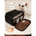 thumbnail image 5 of WANDF Large Toiletry Bag for Women Men,PU  Make Up Bag with 3 Compartments ,Hanging Dopp Shave Kit Bag,Cosmetic Makeup Organizer Bathroom Bag for Ladies(Black), 5 of 10