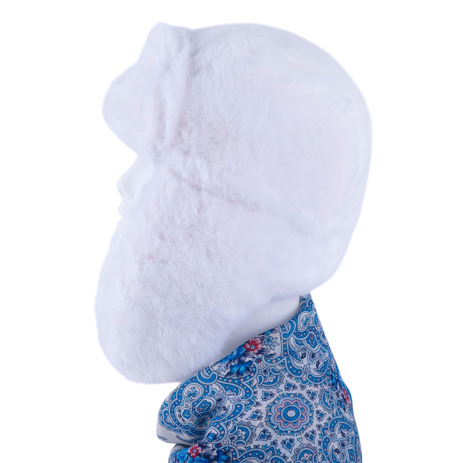 STP GOODS White Faux Rabbit Fur Women's Earflap Hat with Clasp Trapper Hat for Women Ushanka Hat with Brooch Aviator Trapper Hat Winter Hat with Earflaps, One Size