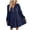 Navy, variant on IROINNID Long Sleeve Dress for Women Notched Neck Button Solid Color Lantern Sleeve Ruffle A Line Dress ,Coffee