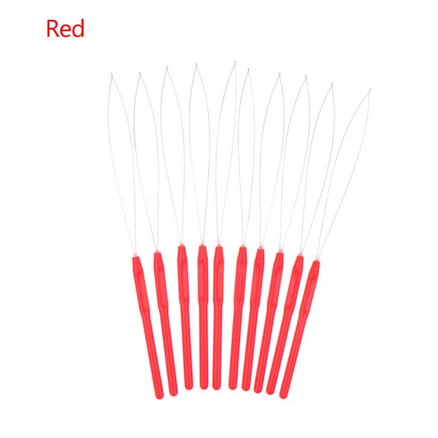 10 Pcs Extensiones de cabello Aguja de lazo Herramienta de gancho de tirar Herramienta de lazo de rosca de aguja para cuentas de microenlace de silicona