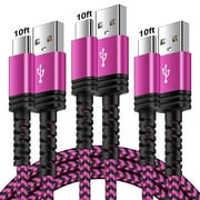 Type C Charger Fast Charging Cable 10ft 10 feet,3PACK HopePow Usb A to Usb C Cable 10ft Charging Cable Android Charger High Speed Phone Charger Cord Type C Fast Charging,Rose
