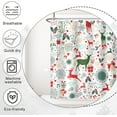 thumbnail image 3 of Christmas Shower Curtain, Green and Red Running Deer Shower Curtain for Bathroom Xmas Bells Snowflakes Shower Curtain with Hooks New Year Bathroom Decor, 72x72 Inch, 3 of 6