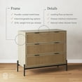 thumbnail image 3 of Nathan James Andrew 3-Drawer Rattan Dresser or Boheminan Living Room Storage Cabinet with Natural Rattan Accent and Metal Legs, Light Oak/Black, 3 of 7