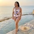 thumbnail image 3 of Agnes Orinda Women's Plus Size One-Piece Swimsuit Adjustable Spaghetti Straps Floral Tropical Pattern Swimwear Beach Bathing Suits  3X Light Purple, 3 of 9