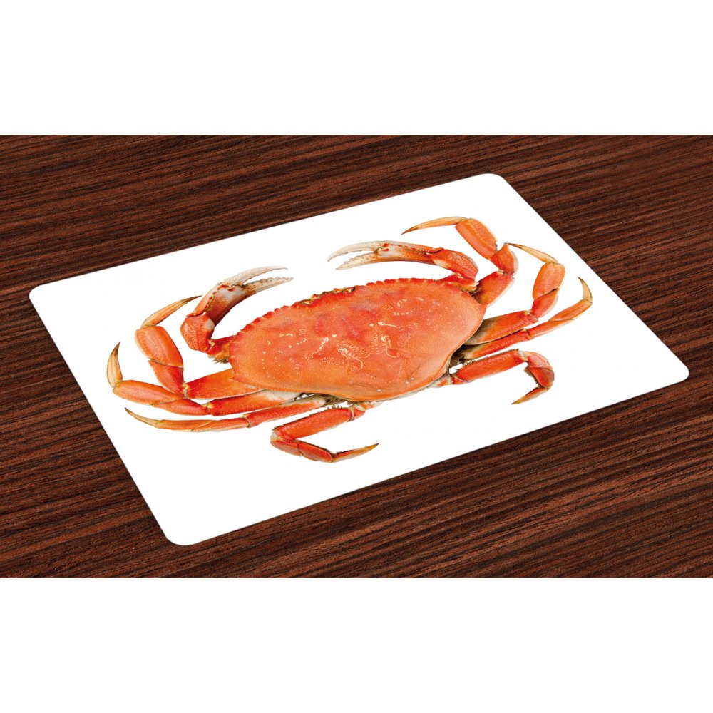 Crabs Placemats Set of 4 Sea Animals Theme a Cooked Dungeness Crab with