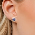 thumbnail image 3 of Gem Stone King 18K Yellow Gold Plated Silver Stud Earrings Tanzanite Moissanite (2.22 Cttw), 3 of 6