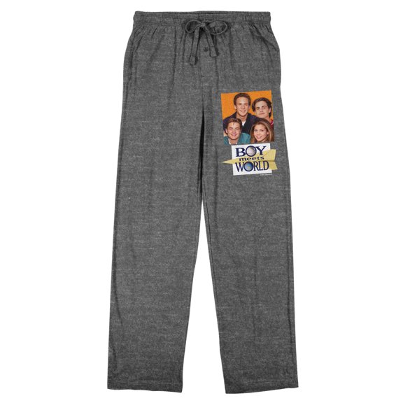 Boy Meets World Main Cast & Logo Men's Heather Gray Sleep Pajama Pants-XXL