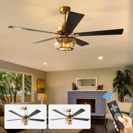 

TOPQSC 60 Blade Ceiling Fan with Lights and Remote 5-Blade Low Profile Lighting & Ceiling Fans with Quiet DC Motor Indoor Outdoor Ceiling Fans for Patios with Light Black&Gold B59