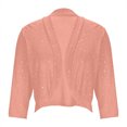 thumbnail image 6 of UDAUDU Women's Sheer Mesh Crop Tops Shrug 3/4 Sleeve Going Out Lightweight 2026 Spring Summer Cardigan Jacket Pink XL, 6 of 7