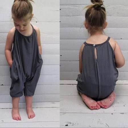 

Leutsin Toddler Girls Baby Kids Jumpsuit Solid Color Romper Summer Outfits