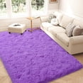 thumbnail image 4 of Janvonne 5x7 Purple Fluffy Shag Area Rug, Ultra Soft Plush Fuzzy Shaggy Carpet for Living Room Bedroom, Non-Slip Floor Rug for Kids Girls Room Nursery, Cozy Indoor Home Decor, 4 of 8