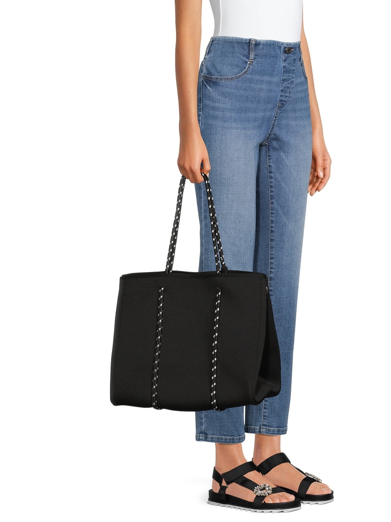 No Boundaries Women's Neoprene Beach Tote Handbag Black Soot