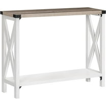 LARMNEE Farmhouse Console Table Narrow Entryway Table with 2 Open Shelves Hallway Living Room White and Gray WG08XG01