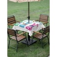 thumbnail image 2 of Square Outdoor Tablecloth With Umbrella Hole And Zipper– Happy Easter Bunny Waterproof Patio Table Cover for Party, Picnic, Backyard, 60"x60" , Watercolor Bow Rabbits Tails, 2 of 8
