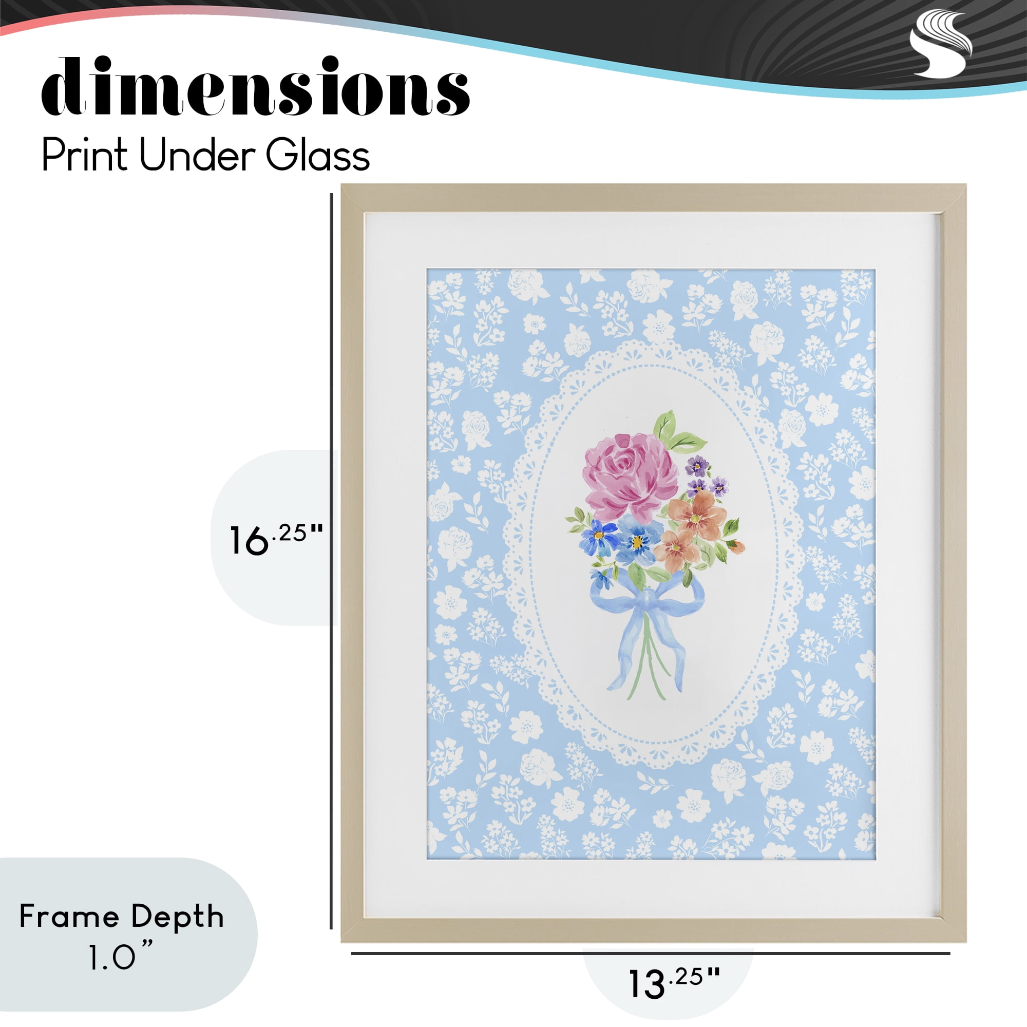 Stupell Industries Blue Feminine Bouquet Birch Framed Print Under Glass, design by Corinne Haig