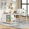 thumbnail image 2 of Tribesigns 53-Inch L-Shaped Desk with 3 Drawers and Storage Shelves for Home Office, White, 2 of 5