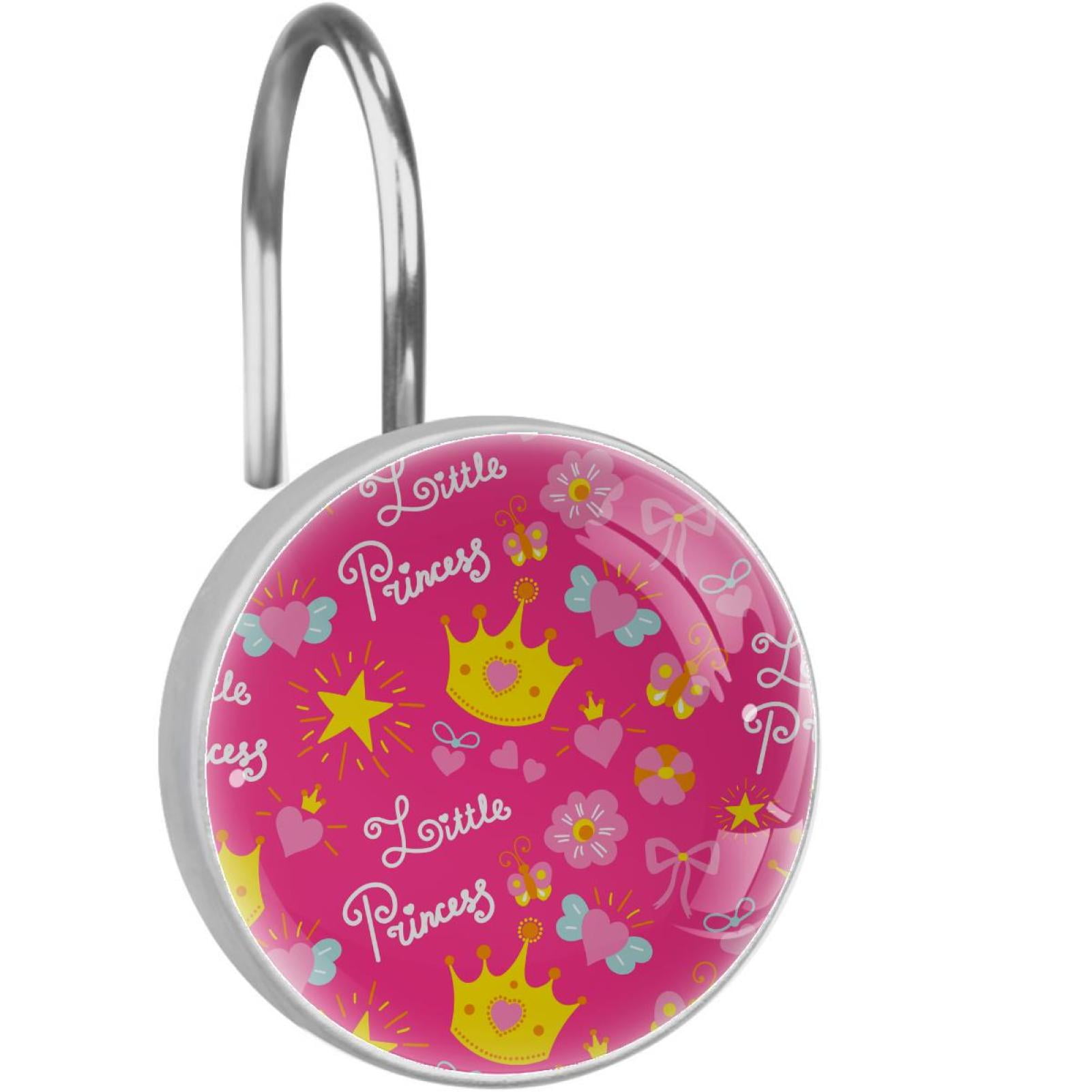 Princess Pink Shower Curtain Hooks（Set of 12）for Home Hotel Shower Rods
