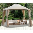 thumbnail image 2 of Seizeen 12 x 11ft Outdoor Gazebo W/Netting, Patio Easy-to-Install Gazebo Canopy Tent With Corner Curtain, Suitable For Backyard, Party, BBQ, Beige, 2 of 11