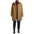 thumbnail image 4 of Time and Tru Women's Plus Size Faux Wool Funnel Neck Coat, 4 of 6