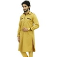 thumbnail image 4 of Atasi Men's Pathani Style Punjabi Shirt Ethnic Yellow Long Casual Kurta-Small, 4 of 9