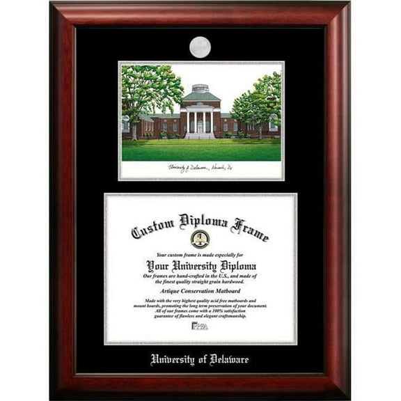 Campus Images DE999LSED-1612 16 x 12 in. University of Delaware Silver Embossed Diploma Frame with Lithograph