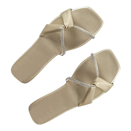 

Women s Slippers Home Slippers Beach Slippers Women s Fashionable/Versatile Flat Bottomed Twisted Sequined Beach Walking Flat Bottomed Sandals Slip on House Slippers for Women Indoor