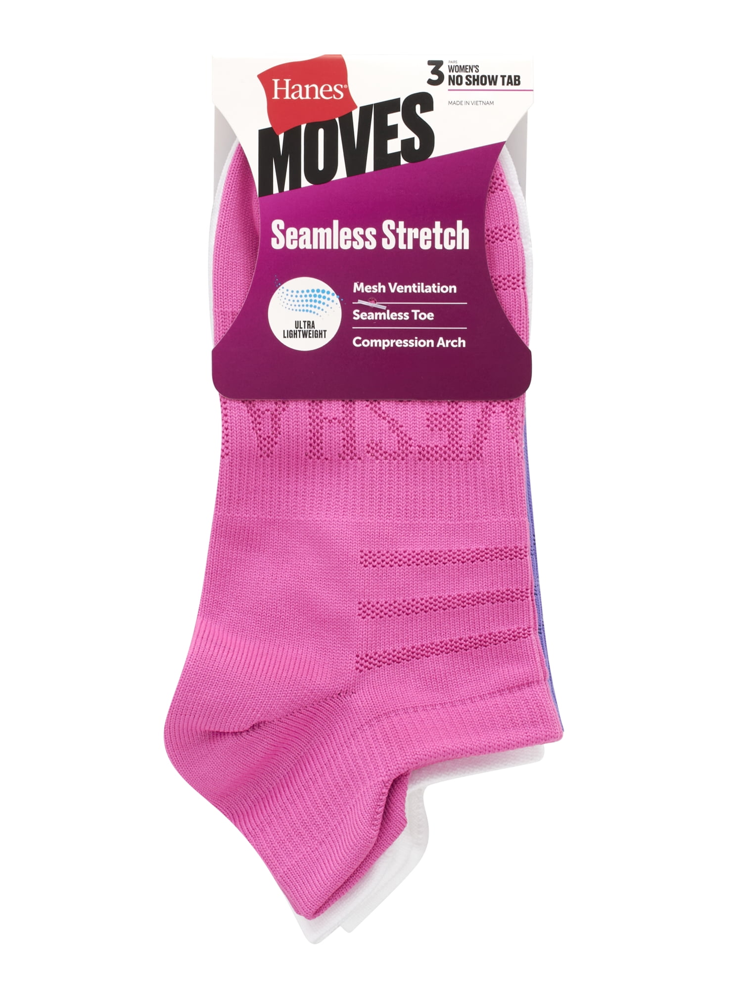 Hanes Women's Heel Tab Socks, Moves, 3-Pack, Size 5-9