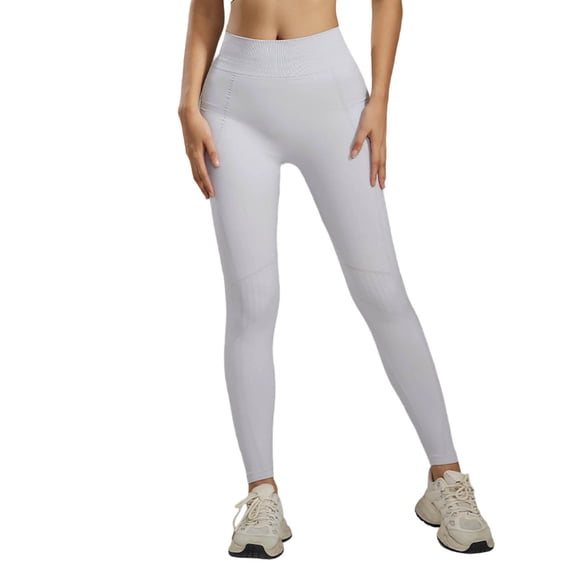 Riforla Leggings for Women High Waist Seamless Peach Lifting Yoga Pants Non See Through Fitness Running Compression Pants for Women Light Gray XL