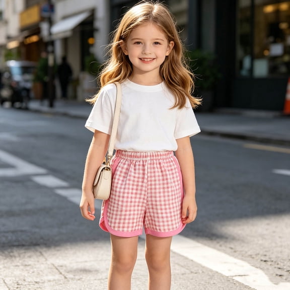 Toddler Kids Checkered Print Shorts, Breathable Summer Casual Leisure Shorts, Soft Elastic Waist Pull-On Shorts for Boys and Girls, Lightweight Unisex Play Shorts for Daily Wear and Family Outings