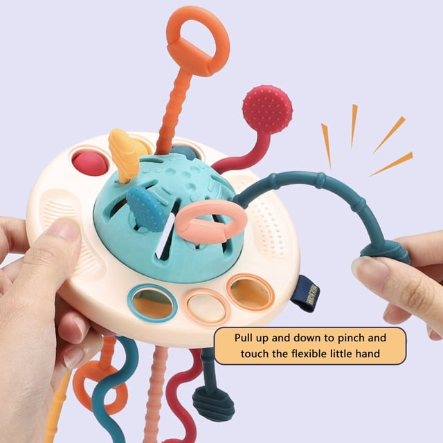 Juguete de actividad con cuerda para tirar de ovnis, juguete de actividad con cuerda para tirar de ovnis, juguetes de motricidad fina, juguetes sensorial