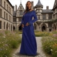 thumbnail image 6 of Huowey Medieval Witch Gothic Dresses Halloween Costumes For Women Fancy Cosplay Party Gown Crew Neck Long Sleeve Elegant Halloween Dress,Blue,L, 6 of 8