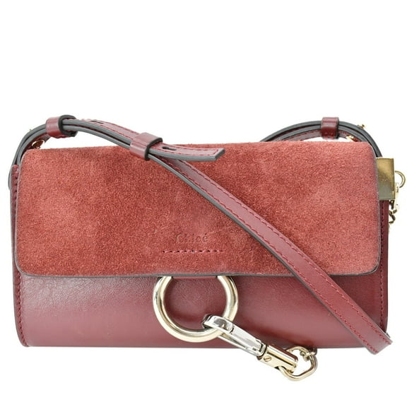 Pre-Owned CHLOE Mini Faye Suede Calfskin Leather Shoulder Bag Red