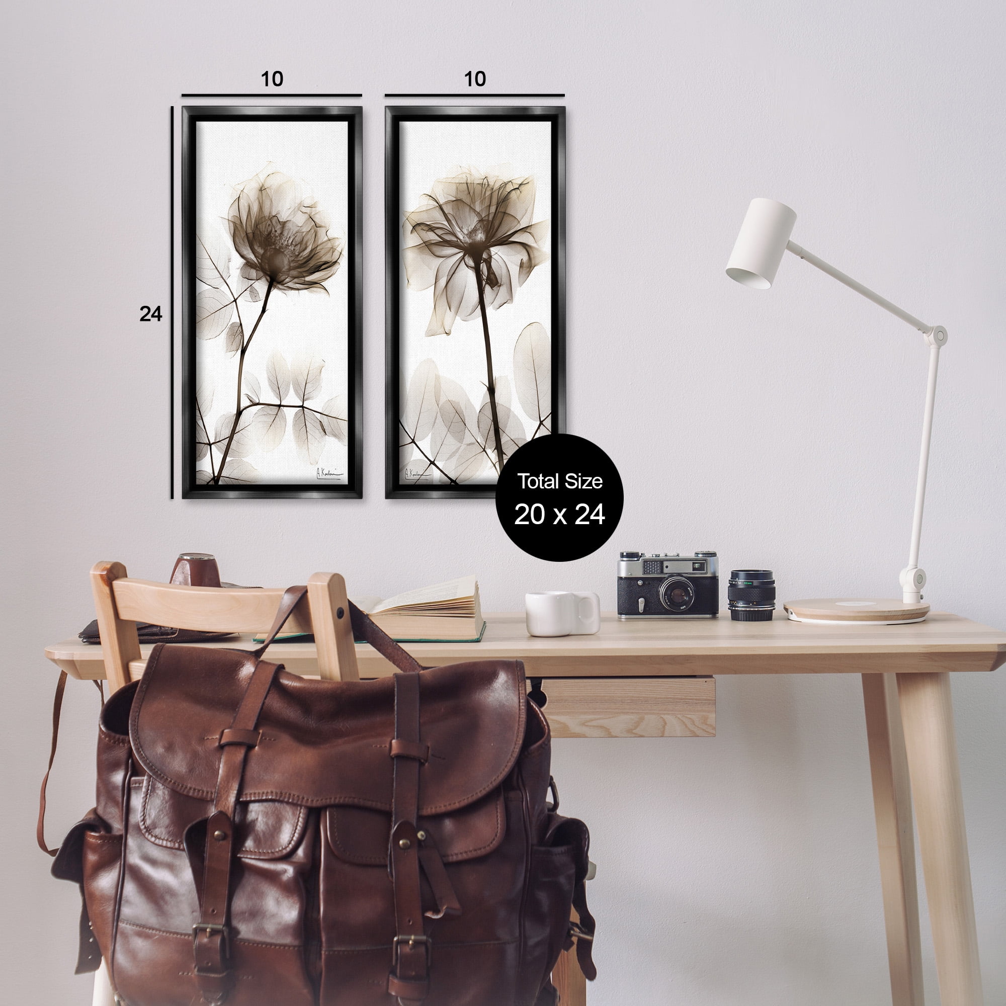 Stupell Industries Natural Modern Blooms Botanical & Floral Photography Black Floater Framed Canvas Art Print Wall Art, 11 x 25, Set of 2
