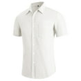 thumbnail image 6 of Aiyino Men's Casual Linen Button Down Shirt Short Sleeve Beach Shirt，White, 6 of 7