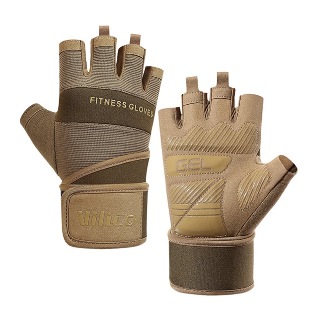 Guantes Entrenamiento Con Mancuernas Fitness Antideslizantes Accesorios para El (marrón L)
