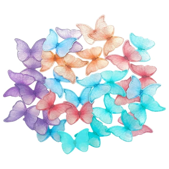 2" Butterflies Cake Toppers Wafer Glutinous Paper Butterfly for Cake Cupcake Decoration Colorful Small Pastel Cupcake Topper Decoratings for Wedding Birthday Baby Shower