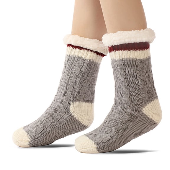 LYMAYTER Women Fuzzy Warm Slipper Socks Winter Non Skid Indoor floor Socks Fleece Soft Grips Socks