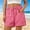 Pink women striped elastic waist shorts a1, variant on Cagogo Women's Striped Elastic Waist Casual Shorts Loose Wide Leg Drawstring Lounge Trousers Plus Size Flowy Beach Travel Summer Shorts, Purple 3XL
