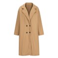 thumbnail image 4 of Herrnalise Women's 2024 Fall Fashion Overcoat Faux Suede Shacket Jacket Lapel Belted Long Trench Coats Khaki,XL, 4 of 6