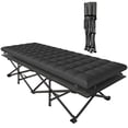 thumbnail image 1 of Outsunny Camping Cot with Pad, 32" Extra Wide Folding Cots, Black, 1 of 10