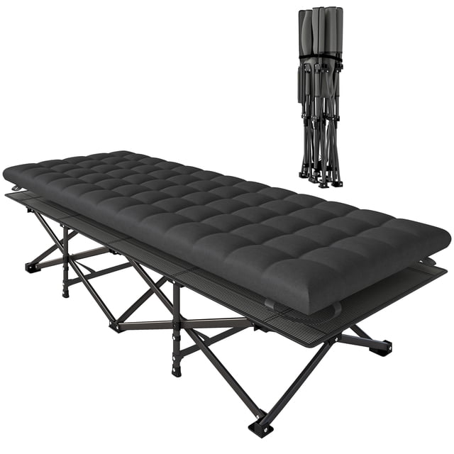 Outsunny Lit de Camp avec Coussin, Lits Pliants Extra Larges de 32 Pouces, Noir