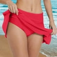 thumbnail image 2 of adviicd Swim Skirt for Women Ruffle Trim High Waisted Lightweight Breathable Full Coverage Quick Dry Bathing Suit Bottoms Red, S, 2 of 4