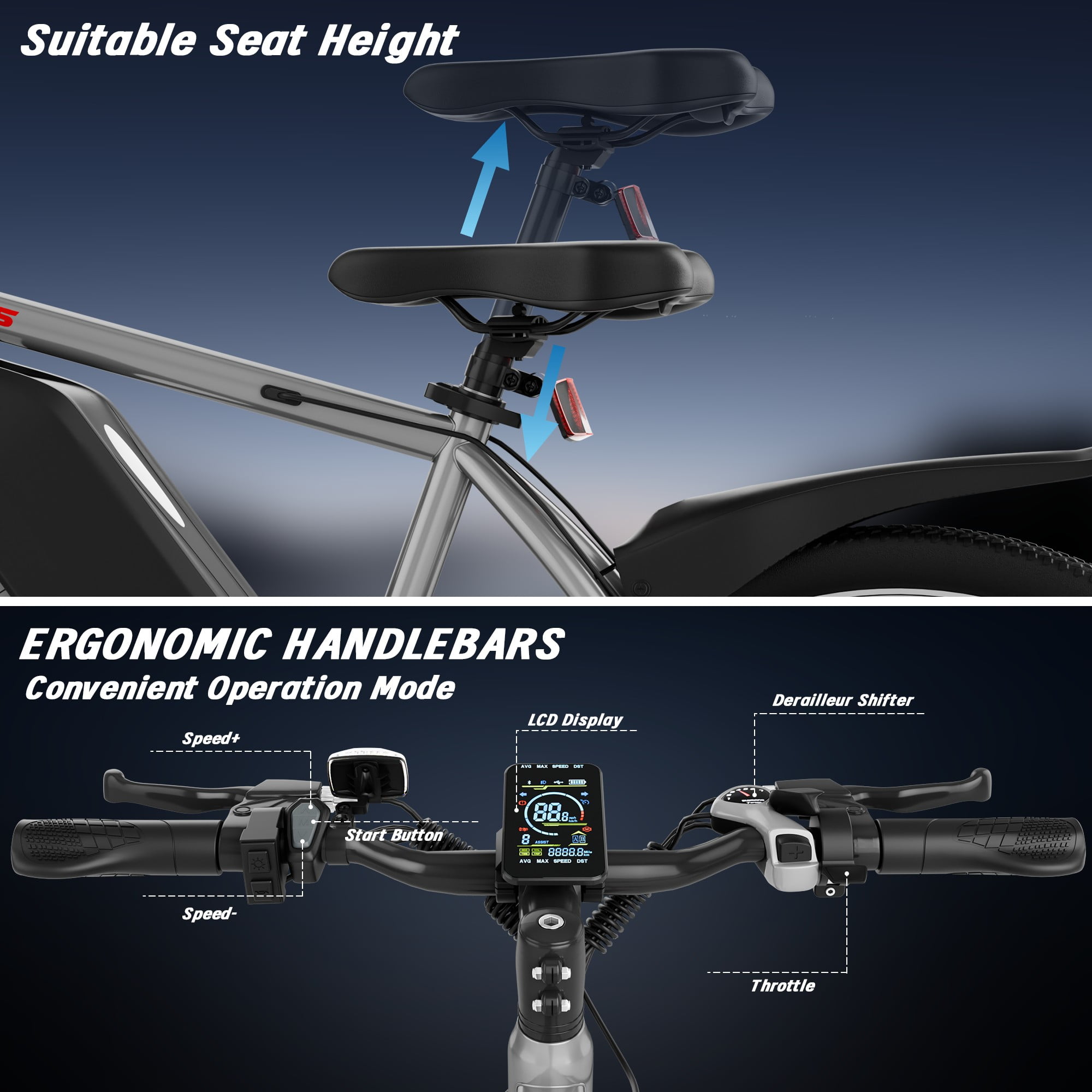 Agave 'Rockin' Robin' 【hybrid】 225 Electric Bike for Adults, 26'' Up to 50 Miles 22MPH Electric