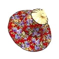 thumbnail image 1 of 2 in 1 Sunhat Foldable Bamboo Hand Fan Creative Wide Brim for Picnic Dancing Pro red flower, 1 of 8