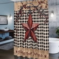 thumbnail image 6 of Country Stars Shower Curtain, Vintage Dark Red Star Black Plaid Brown Wood Grain Waterproof Shower Curtain Set with 12 Hooks Lightweight Bath Curtains Fabric Bathroom Decor 72x72 Inches, 6 of 9