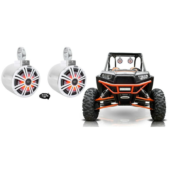 2 kicker KM8 8" LED 360° Degree Swivel Chrome Tower Speakers For RZR/ATV/UTV
