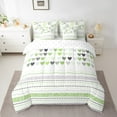 thumbnail image 2 of Erosebridal Love Heart Print Bedding Sets Twin Size,Polka Dots Comforter Sets with Sheets,Green Grey Bed in a Bag Twin size,Ultra Soft Geometric Bedroom Decoration,Reversible,7pcs, 2 of 6