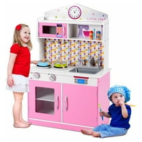 Infans Kids Wood Pretend Cooking Playset Kitchen Toys Cookware Play Set Toddler