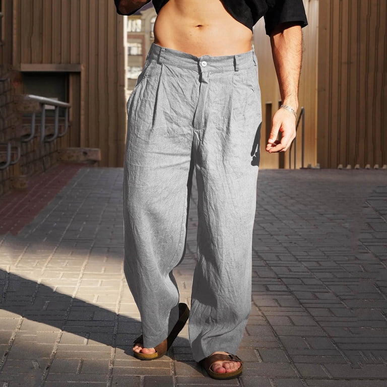 QATAINLAV Linen Dress Pants for Men Business Casual Outfits Loose Fit Wide  Leg Chinos Pants Slacks Summer Beach Vacation Clothes Gray XL Ropa de  Verano Para Mujer - Walmart.com